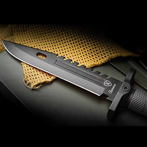 TS Couteau 12.75in M9 | Couteau de survie pour aventuriers dans la nature | Lame en acier inoxydable noir | Randonnée, Camping