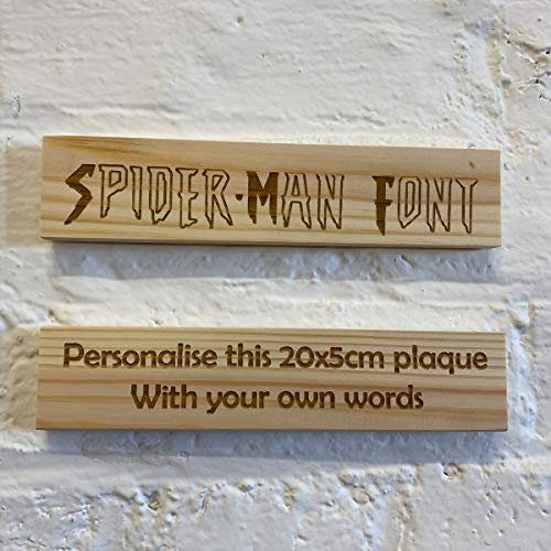 Cutncraft Designs Personalised Pinewood plaque/sign bespoke childs bedroom door/custom text - Spider Man Font