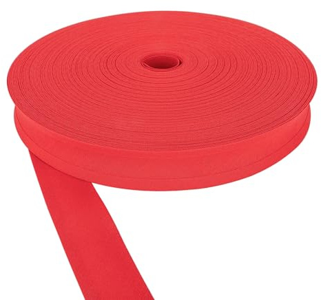 Schrägband, 100% Baumwolle, 13 mm, 25 mm breit, zum Nähen von Wimpelketten (rot, 13 mm breit, 33 m Rolle)