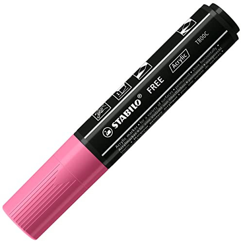 STABILO Marker acrilico FREE Acrylic - T800C Punta a scalpello 4-10mm - 1 Marker - Rosa
