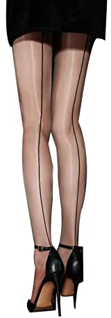RUIBAVYA Collant Da Donna Con Cucitura Posteriore Con Tacco Cubano Cavallo Aperto Cavallo Chiuso Calze Aderenti Trasparenti Sexy Ultra-Sottili