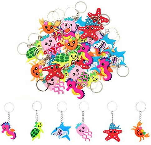 JZK 30 Pezzi Portachiavi Vita Marina in Silicone per Bomboniere, Feste di Compleanno e Riempitivi per Sacchetti per Bambini