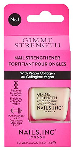 Nails.INC Gimme Strength Nail Treatment, Restoring Nail Strengthener with Vegan Collagen, Shimmering Nail Highlighter, Cruelty Free, Vegan