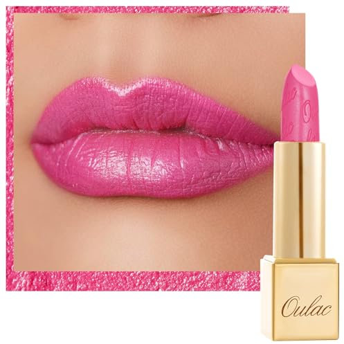 OULAC Metallic Shine Glitter Lipstick, Pink High Impact Lipcolor, Lightweight Soft and Ultra Hydrating, Long Lasting, Vegan & Cruelty-Free, Full-Coverage Lip Color 4.3 g/0.15 Sweet Lolita(17)