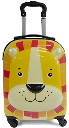 KINSTON Kabinenkoffer mit Rollen für Kinder | Gepäck mit Tiermotiven, Orange, 32x46x25, Für Kinder