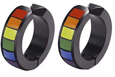 LGBT Pride Creolen Clip On Ohrringe Set Herren Damen Edelstahl Unisex Ohrclips Ohrstecker
