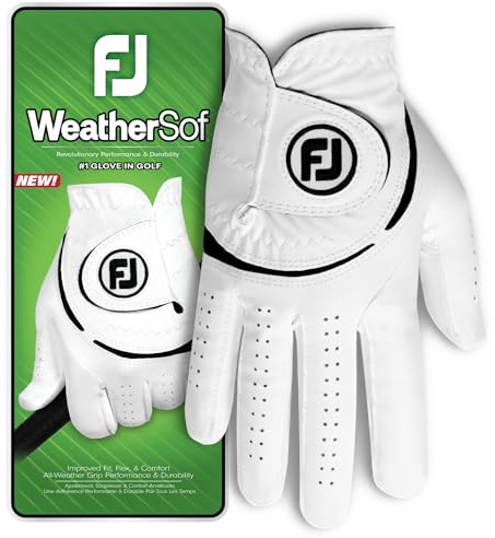 FootJoy Men's WeatherSof Golf Glove, White, Medium/Large, Worn on Right Hand
