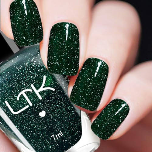 Nail Polish Set, Glitter Green Nail Polish Quick Dry Long Lasting Nail Varnish - Water Based No Need Cure Nail Gel Polish Non-Toxic Breathable for Home Nail Art (Emerald Green)