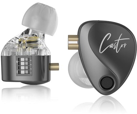 KZ Castor - Auricolari HiFi 2DD dinamici di fascia alta sintonizzabili IEM, cuffie in-ear con punte in memory foam, cavo rimovibile IEM per cantanti, musicisti, DJ sul palco (nero, senza microfono)