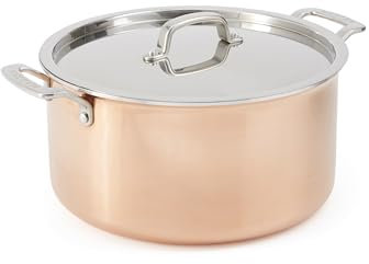 Martha by Martha Stewart Suppentopf mit Deckel, Edelstahl, außen Kupfer, innen satiniert, 8 l