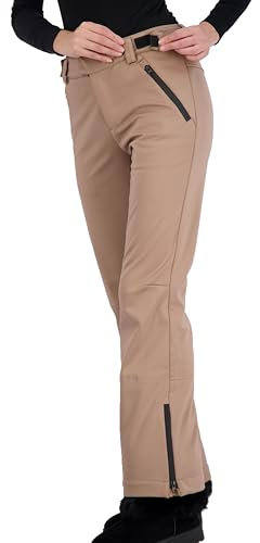Arctic Quest Damen Schnee-Skihose, wasserabweisend, Softshell-Isolierung, für Snowboarden, Wandern, Winter, Outdoor-Hose, Hellbraun, Größe M