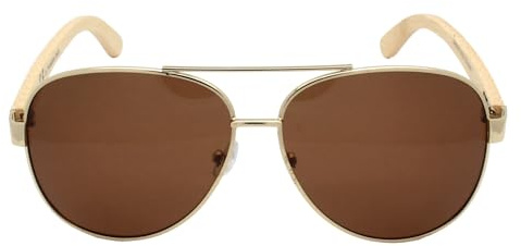Luxxada Piloten Sonnenbrille Pilotenbrille Polarisiert Braun Bambus Bügel Hochwertige Damen Herren Brille