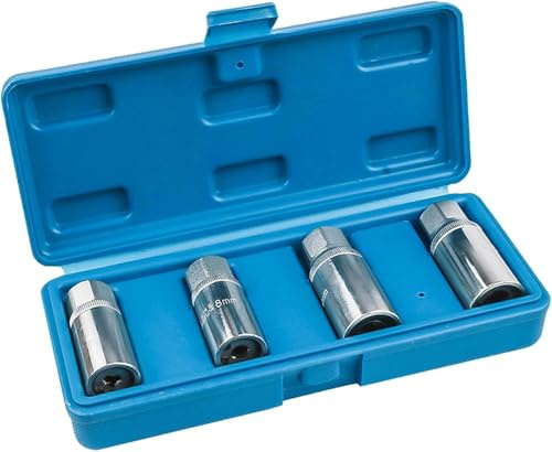 Lot de 4 extracteurs de goujons cassés - Extracteur de goujons métriques - Entraînement carré de 12,5 mm - Robuste et portable - Extracteur d'écrous - Douilles d'extraction de goujons 6, 8, 10, 12 mm