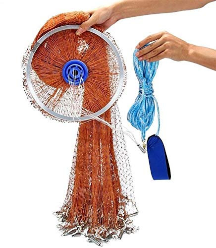 ZSXPBZL Wurfnetz Zum Fischen,Fischernetz Cast Net 2.4-4.8M Outdoor Wassersport Hand Werfen Netzwerk engmaschigen Fischernetz(480)