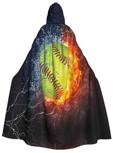 JEJEA Zauberer-Umhang mit Softball-Druck, Kapuzenumhang, Vampir-Hexen-Umhang für Erwachsene, Halloween, Cosplay-Kostüme
