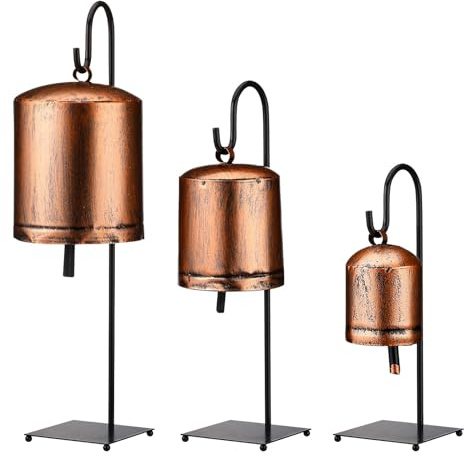 Campanas de de Navidad, campanas de Navidad rústicas, campanas de vintage navideñas, campana retro con aspecto vintage y soporte colgante fácil de usar para decoración navideña (3 piezas)