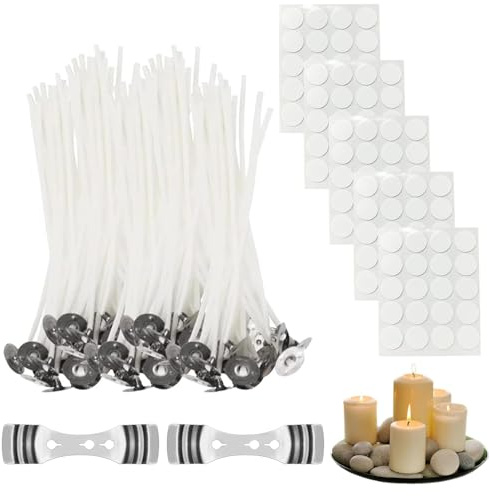 Stoppini per Candele, 15cm Stoppini di Naturali Candela, Stoppini di Naturali Candela, Stoppino in Cotone Naturale per Fabbricazione di Candele Candela Fai da Te, DIY Candele Set, Filo per Candele