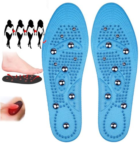 Magnetische Einlegesohlen Original,Akupressur Einlegesohlen Original Einlagen,Orthopädische Einlegesohlen, Plantarfasziitis Einlagen,Schuheinlagen Fußgewölbestütze Für Män(Size:S(EU:35-40),Color:Blau)