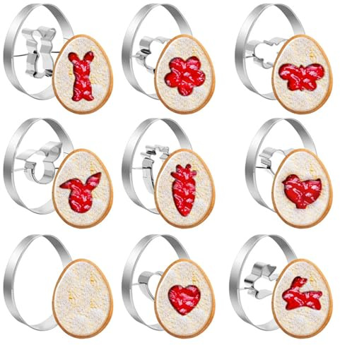 Keksausstecher Ostern,9 Pcs Osterausstechformen,Ausstechformen Ostern,Oster Ausstechformen,Ausstecher Ostern,Hasen Osterei Ei Plätzchen Ausstecher,Ideales Ausstecher Ostergeschenk Für Osterplätzchen