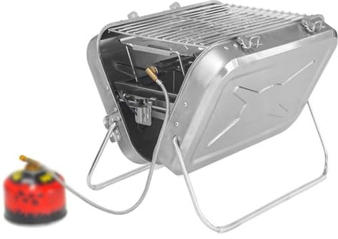 Barbecue à gaz en Acier Inoxydable, Support de Barbecue Pliable pour Camping, cuisinière à gaz Portable d'extérieur/D/40 x 31,5 x 32,5 cm