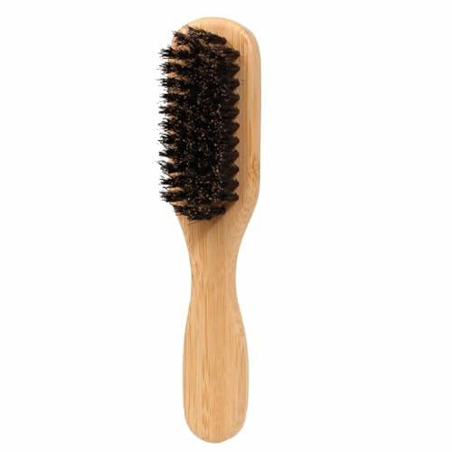 Brosse de barbe avec brosse à poil à la pointe des sangliers pour les hommes à poignée en bambou, peigne de moustache de voyage | Brosse de coulée, pinceau à barbe, brosse de nettoyage des cheveux, ou