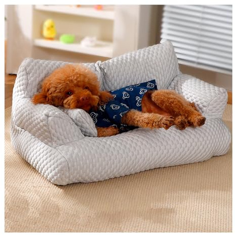 OREZAUQS Hundesofa für Mittlere Hunde Erhöhtes Hundesofabett, mit Rutschfester Unterseite, Atmungsaktives Hundeliege mit Abnehmbarem, waschbarem Bezug (Grey,XXL)