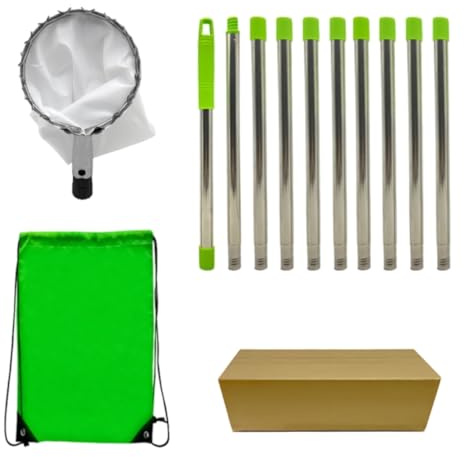 CHAKAE Recolector de frutas ajustable con mango telescópico de acero inoxidable y cesta grande para amantes del jardín, cosechadora de alto alcance