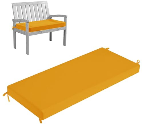 HJZPWB Cojin Banco Exterior 5 cm de Grosor Cojines para Banco Impermeable Colchoneta Banco Jardin Desmontable Cojines Banco Exterior Jardin Antideslizante Cojin para Banco,Amarillo,70 * 35 * 5cm