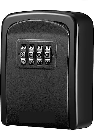 KJUEQ Coffre-Fort à clé extérieur, décoration de boîte à clé de Mot de Passe Boîte à Code de clé Boîte de Verrouillage de Stockage de clé Boîte de Mot de Passe Murale(Black 1PC)