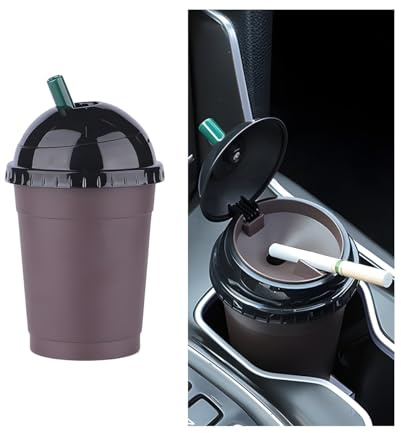 BESULEN Car Ashtray with Lid, Coffee Cup Shape Detachable Smokeless Smell Proof Extinguishing Vehicle Cigarette Ashtray, Automotive Interior Ash Tray, Universal for SUV RV Truck