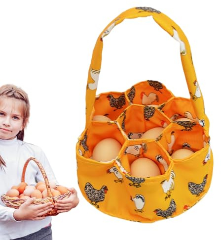 Cesta de recogida de huevos, soporte de frutas de tela con 7 bolsas, bolsas pequeñas para recolección de huevos para granja, práctica bolsa de recolección para huevos frescos, frutas, verduras