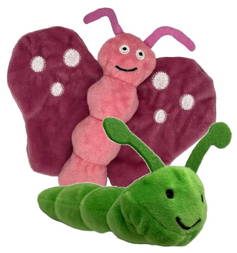 Aumüller Katzenspielzeug Raupe Pedro & Schmetterling Viola - Plüschtier mit Katzenminze