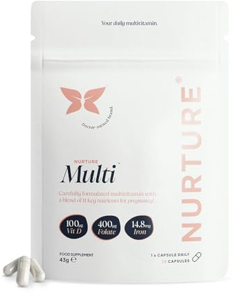 Nurture Pregnancy Multivitamin - Essential Prenatal Vitamins & Minerals with Vitamin D & Gentle Iron - Clinically Proven Ingredients - Professor Formulated Supplement - 4 Weeks Supply