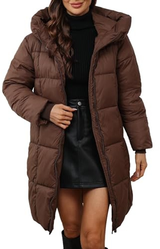 Cocila Winter Coats for Women UK Warm Long Padded Down Jacket Lightweight Ladies Windproof Quilted Puffer Coat Outdoor Hiking Parka Jackets Outwear with Hood
