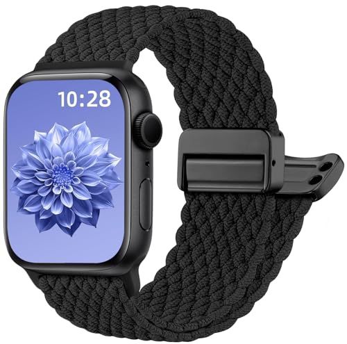 Oielai flätat band, kompatibelt med Apple Watch-armband, 44 mm, 46 mm, 45 mm, 42 mm, 49 mm, för kvinnor och män – magnetiskt lås, nylonband för iWatch armband Series 11 10 9 8 7 6 5 4 3 2 1 SE Ultra
