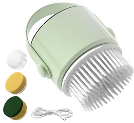 Kustimantu Limpiador Eléctrico Para Ducha | Cepillo Recargable 1200mAh Para Limpieza | Con 3 Cabezales Reemplazables Limpiador Automático Inalámbrico | Potente Para Suelo Bañera Ducha Azulejos Inodoro