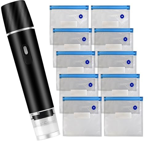 Food Sealer, Vacuum Machine 800Mah – Manual Sealer for Prepared Food Freezer Packaging Leftovers, for Preserving Meat in Kitchen and Travel Meals Camping