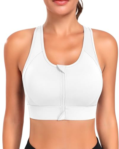 JoyGirl Zip Front Sports Bra for Women High Impact Gym Bra | Mesh Racerback, High Support, Breathable, Seamless Yoga Bra Wireless Padded Bras, for Running Fitness Workout