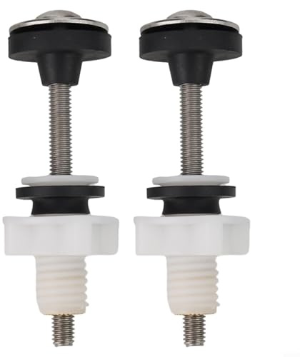 Gdfnmogo Kit de fijación para cisterna de inodoro con pernos de sellado para inodoro, tornillos de fijación de tanque a cuenco de acero inoxidable M6 y juntas de goma, acoplamiento cerrado para