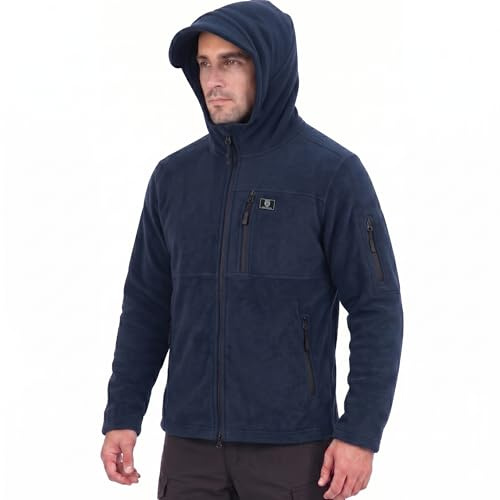 Iron Mountain Felpa Uomo con Zip Fleece Tecnico – Hoodie Termico Antivento con Tasche Multiple, Sweatshirt Workwear Outdoor Inverno (blu navy, S)
