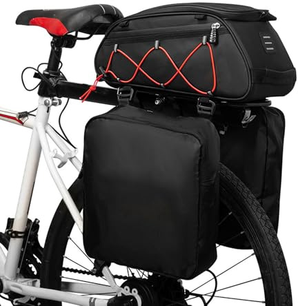 Aumotop 3 i 1 Cykelväska för Baksäte Kylväska Vattentät Cykelbagageväska för Pendlare (Röd)