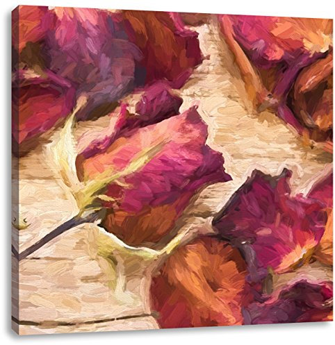 Pixxprint des pétales de Rose séchés 40x40 cm Art Toile décoration