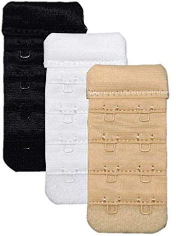 2 or 3 Hook Extra Long (8.5cm) Bra Extender 3 Pack Mixed Colours.