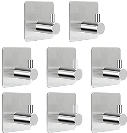 Vrent Handtuchhalter ohne Bohren, 8 Stück Handtuchhaken Edelstahl, Klebehaken für Bad, Küche & Büro –Bad Edelstahl Wasserfeste Wandhaken