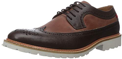 MARC JOSEPH NEW YORK Genuine Leather Extra Lightweight Technology Oxford Longwing Detail Hombre Brogue, Marrón Glaze Coñac Lavado Nappa, 47 EU