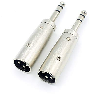 LoongGate XLR 3 Pin Stecker zu 1/4 6,35 mm TRS Stecker Adapter, professionelle Metall-Bau Mic Klinkenbuchse Stecker Konverter - 2 Pack