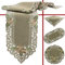Quinnyshop Tischdecke Tischläufer Set Leinen-Optik Blumen Stickerei ca. 40x110 cm Oval Polyester, Grün-Beige