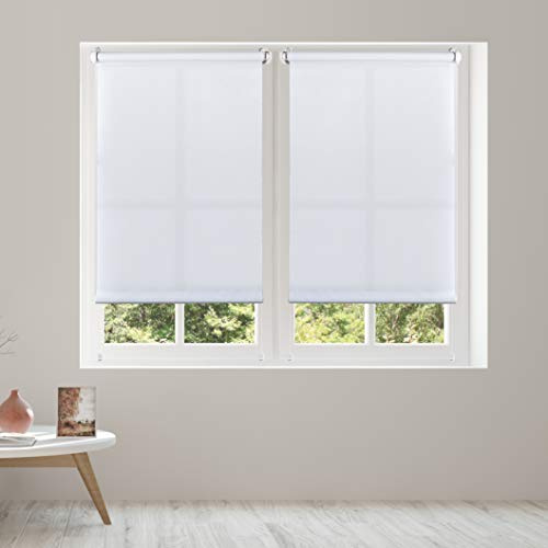 STORESDECO Lichtdurchlässig Rollo, Glatt, Rollo Klemmfix ohne Bohren, Klemmrollo einfache Montage, Ideal für Flügelfenster | Weiß, 60 cm x 180 cm