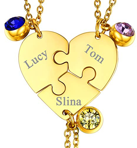 FaithHeart personalisierte Puzzle Anhänger DIY Namenskette aus Edelstahl BFF Freundschaftskette Familienkette mit Gravur Puzzle Kette für 2/3/4/5/6/7/8
