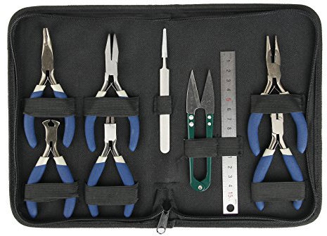 Youyijia 9pcs Jewellery Pliers Set - DIY Repair & Making Tools with Scissors, Ruler, Case for Jewelry, Earring, Beading